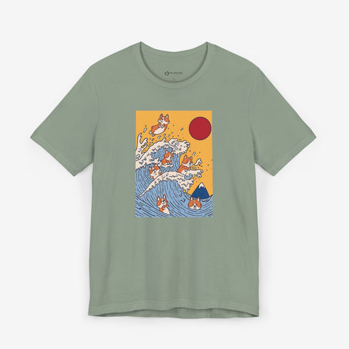 Funny Corgi Shirt for Women - Japanese Art Corgi Lover Tee